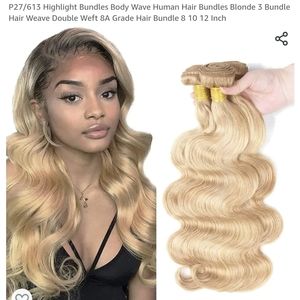 3 bundles 8" 10" & 12" blonde hair wefts for wig / hair extensions
